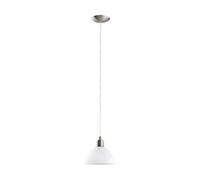 Pendant Light Colour Satin Nickel Shade White Glass Alabaster Bulb E27 1x60W