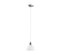 Pendant Light Colour Satin Nickel Shade White Glass Alabaster Bulb E27 1x60W Loops Metallics One Size