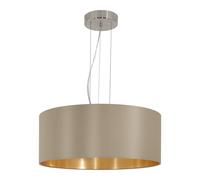 Pendant Light Colour Satin Nickel Steel Shade Taupe Gold Fabric Bulb E27 3x60W