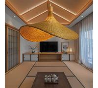 Pendant Light E27 Dining Room Chandelier Hanging Lamp Bamboo Hand Woven Natural Rattan Ceiling Lamp Creative Lamp Shade Restaurant Bedroom Kitchen Hallway Living Room Office Lighting,60cm