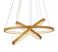 Pendant Light Eternity 3 Ring Natural Bamboo Gold LED Warm White Ceiling 34.5W