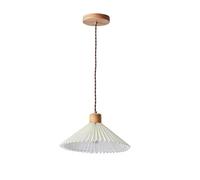 Pendant Light Fabric Lampshade Hanging Lamp for Bedroom Dining Room Umbrella Shape with Wood Base E26 Medium Base Adjustable Cord 12 Inch Cream