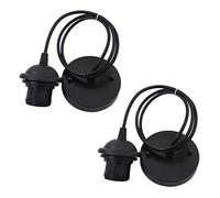 Pendant Light Fitting,Ceiling Rose Pendant with Lamp Holder Fitting Accessories Kit Set for E27 Screw-Type Bulb Light Black (Pack of 2)