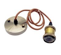 Pendant Light Fitting Industrial Style 1M Round Braided Cable with E27 Lamp Holder Suspension Pendant Light Kit Antique Brass