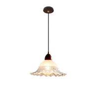 Pendant Light Fixture for Indoor Bedroom Lighting Lily of The Valley Glass - Adjustable Chandelier with Rubber Wood Finish for Indoor Spaces