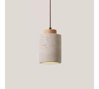 Pendant Light Fixture - Modern Marble Cylindrical Hanging Lamp with Vintage Wood Design for Dining Room and Kitchen Island - Stylish Home Lighting