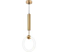 Pendant Light Fixture - Single Head Droplight Modern Simple Bar Table Dining Room Bedroom Bedside LED Lamp Meaning Personality Iron Plating Ring Glass Small Chandelier,Hallway Living Room
