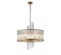 Pendant Light Gold 6 Light Clear Glass Rod Chandelier Modern Ceiling E14 IP20