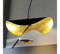 Pendant Light Gold Leaf Pendant Lamp LED Metal Hat Pendant Lamp Modern Dining Table Lamp Height Adjustable Chandelier Dining Room Kitchen Study Bedroom Living Room Ceilings Pendant Lamp,60cm,Black
