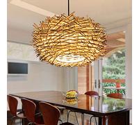 Pendant Light Hand-Woven Rattan Branches E27 Height Adjustable Hanging Lamp Creative Personality Restaurants Wood Chandeliers Ceiling Lighting Café Bookshop Ceiling Lights Chandeliers,Wood color/60cm