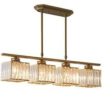 Pendant Light Hanging Ceiling Light Modernism Square Clear Faceted Crystal Glass 3 Lights E26 Lighting For Dining Living Room Bedroom Hotel Restaurant, Gold, 4 lights