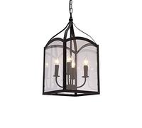 Pendant Light, Industrial Kitchen Island Ceiling Vintage Black Light Inches Glass Lantern Chandelier Farmhouse Lights E14 E12 Base Dining Room Lighting Lamp Fixture for Room, Livin