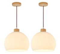 Pendant Light Large Milk Glass Dome Lights Ribbed Century Lighting Vintage Fixtures (2 Pack)
