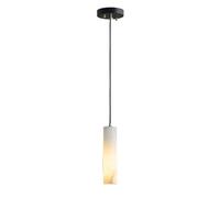 Pendant Light - Long Cylinder Hanging Fixture White Marble Ceiling Light for Kitchen Island Dining Room Modern Home Decor