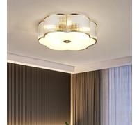 Pendant Light Modern Floral Flush Mount Art Deco Brass Ceiling Light Gold Scalloped Light Fixture Frosted Glass Ceiling Lamp for Hallway Bedroom Dining Room and Kitchen