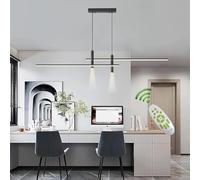 Pendant light modern LED black with remote control Chandelier 45W dimmable dining room light with spotlight function metal Hanging Lamp linear Ceiling lighting for kitchen table office bar (C
