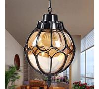 Pendant Light Retro Black Round Outdoor Pendant Lamp Industrial Vintage Ceiling Light Fixtures Metal & Glass Hanging Lights Waterproof E27 Adjustable Height Hanging Lamp beautiful scenery