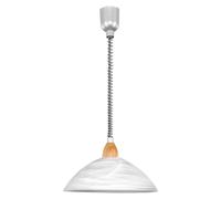 Pendant Light Silver Satin Nickel Beech Shade White Glass Alabaster E27 1x60W