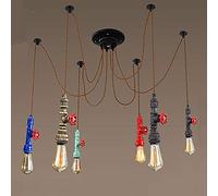Pendant Light V-intage Hemp Rope Chandelier Ceiling Light Single Head Water Pipe Cable E27 Lighting Fixture Compatible with Farmhouse Restaurant Home Decoration Ceiling Chandelier,Hanging Light(Color
