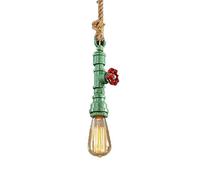 Pendant Light V-intage Hemp Rope Chandelier Ceiling Light Single Head Water Pipe Cable E27 Lighting Fixture Compatible with Farmhouse Restaurant Home Decoration Ceiling Chandelier,Hanging Light(Green