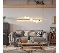 Pendant Light Wood LED Dining Table Pendant Lamp Vintage Hanging Lamp Hanging Light Height Adjustable Ball Made of Glass Lighting with G9 Bulbs Retro Ceiling Light for Dining Room Chandelier,7 Head