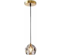 Pendant Lighting for Kitchen Island Crystal Bedside Mini Pendant Light Modern Glass Hanging Light Gold Brass Finish Hanging Lamp Over Sink Drop Light Bar Counter Suspension Lamp for Restaurant Studio