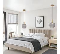 Pendant Lighting Vintage Green Glass Pendant Light Kitchen Island Farmhouse Ribbed Glass Ceiling Lighting E27 Globe Pendant Light Fixture Brass Gold Single Hanging Lamp Bedroom Bathroom(Clear LWX