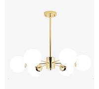 Pendant Lights, Classic Globe Semi Flush Mount Ceiling Light Chandelier White Frosted Glass Gold Finished Compatible with Living Room Dining Room Bedroom 6 8 10 12- Light- 6 Head