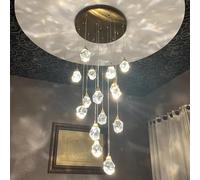 Pendant Lights, Diamond Crystal Hall Chandelier Light with Staise Living Room Led Cristal Lamp Home Decor Long d Fixture Large Lamps, Black-Dia50cm 26 Lights