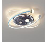Pendant Lights Dimmable LED Kids Ceiling Light Fixture Flush Mount 32W Modern Astronaut Ceiling Lighting Pink Blue Spacecraft Moon Planet Bedroom Ceiling Light for Boys Girls Room Children Nursery
