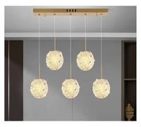 Pendant Lights, Hydrangea Crystal Pendant Light for Parlor Study Master Bedroom Creative French Post-Modern Luxury Decorative Ceiling Lamp(Gold 5 Head Long,3 Color)