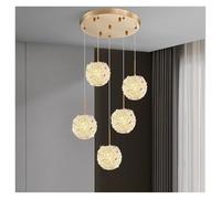 Pendant Lights, Hydrangea Crystal Pendant Light for Parlor Study Master Bedroom Creative French Post-Modern Luxury Decorative Ceiling Lamp(Gold 5head Round,Warm)