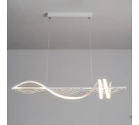 Pendant Lights Indoor Modern LED Chandelier 46W Long Strip 39.3" Adjustable Height Ceiling Hanging Light Kitchen Island Living Room Dinning Room Linear Pendant Lights (White 3 color temp)