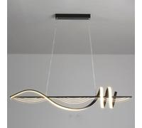Pendant Lights Indoor Modern LED Chandelier 46W Long Strip 39.3" Adjustable Height Ceiling Hanging Light Kitchen Island Living Room Dinning Room Linear Pendant Lights (Black 3 color temp)