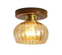 Pendant Lights Mini Hallway Fixture Retro Brass Semi Lights with Amber Spiral Stripes Lampshade Nordic Solid Wood Lamp Brushed Antique Close to Walnut