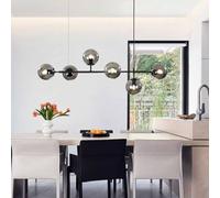 Pendant Lights Modern 6-Light Linear Chandelier Vintage Glass Globe Fixture Kitchen Island Lighting Mid Century Industrial Chandeliers For Living Room Farmhouse