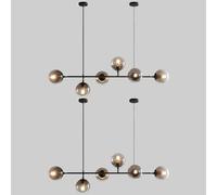 Pendant Lights Modern 6-Light Linear Chandelier Vintage Glass Globe Fixture Kitchen Island Lighting Mid Century Industrial Chandeliers For Living Room Farmhouse