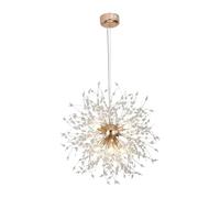 Pendant Lights, Modern Crystal Dandelion Chandelier for Bedroom Living Room Nordic Firework Pendant Light LED(Clear-Gold Body,D55CM)