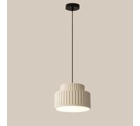 Pendant Lights Modern Fluted Resin Adjustable E27 Hanging Ceiling Fixture Minimalist Kitchen Island Chandelier For Dining Room Bedroom Living Room Entryway Beige