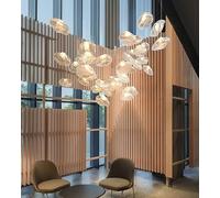 Pendant Lights, Modern Luxury Living Room Pendant Light Pebble Glass Creative Design LED Loft Chandelier for Staircase Home Decor Lustre Fixture(Clear Glass,Cold White,D20 CM)