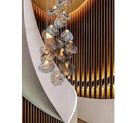 Pendant Lights, Modern Luxury Living Room Pendant Light Pebble Glass Creative Design LED Loft Chandelier for Staircase Home Decor Lustre Fixture(Smoke Grey Glass,Cold White,D35 CM)