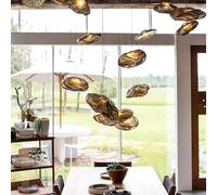 Pendant Lights, Modern Luxury Living Room Pendant Light Pebble Glass Creative Design LED Loft Chandelier for Staircase Home Decor Lustre Fixture(Amber Glass,Warm White,D35 CM)