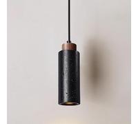 Pendant Lights Modern Natural Stone Kitchen Light Minimalist Cylindrical Bedside Black Travertine Hanging Lamp Japanese Style Solid Wood Chandelier Fixture For Farmhouse Living Room