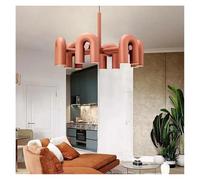 Pendant Lights, Nordic Modern Minimalist U-Shaped Iron Chandeliers Sample Room Bedroom Restaurant Art Pendant Lamp LED Designer Lighting Decor(Cold,12 Lights-Orange)