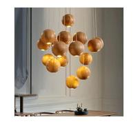 Pendant Lights, Nordic Solid Wood Globe Chandelier Multi-Head Modern Pendant Lamp for Living Dining Room Cafe Scandinavian Home Industrial Light(16 Heads Iron Base)