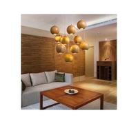 Pendant Lights, Nordic Solid Wood Globe Chandelier Multi-Head Modern Pendant Lamp for Living Dining Room Cafe Scandinavian Home Industrial Light(10 Heads Iron Base)