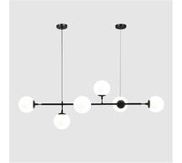 Pendant Lights, Pendant Lamp Mid Century Modern Chandelier Pendant Lights Glass Globe Ceiling Hanging Light Fixture with White Glass Shade Linear Sputnik Chandelier Compatible with Kitchen Island Liv