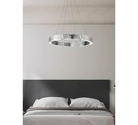 Pendant Lights, Postmodern Luxury Living Room Chandelier Creative Chrome Round Water Ripple Indoor Study Model Decorative Lamp(D100CM,Warm White)