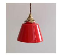 Pendant Lights, Simple Modern - Pendant Lamp E27 Loft Decor Japanese Style Brass Ceramics Hanging Light Dining Room Home Lighting Bedroom Bedside Antique Droplight Luminaire (Color : Pink)(Rojo)
