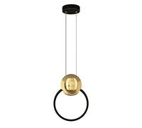 , Pendant Lights, Single Head Round Aluminum LED Ring Pendant lamp Black matt 12W Adjustable Height Ceiling lamp Fitting Modern for Dining Room Kitchen Hall [Energy